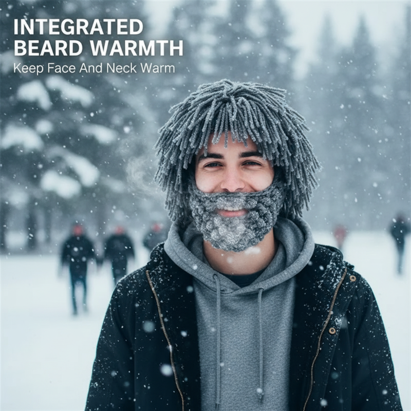 ⏰ Pankroko stiliaus kepuraitė su paprastu peruku ir megzta barzda-LT