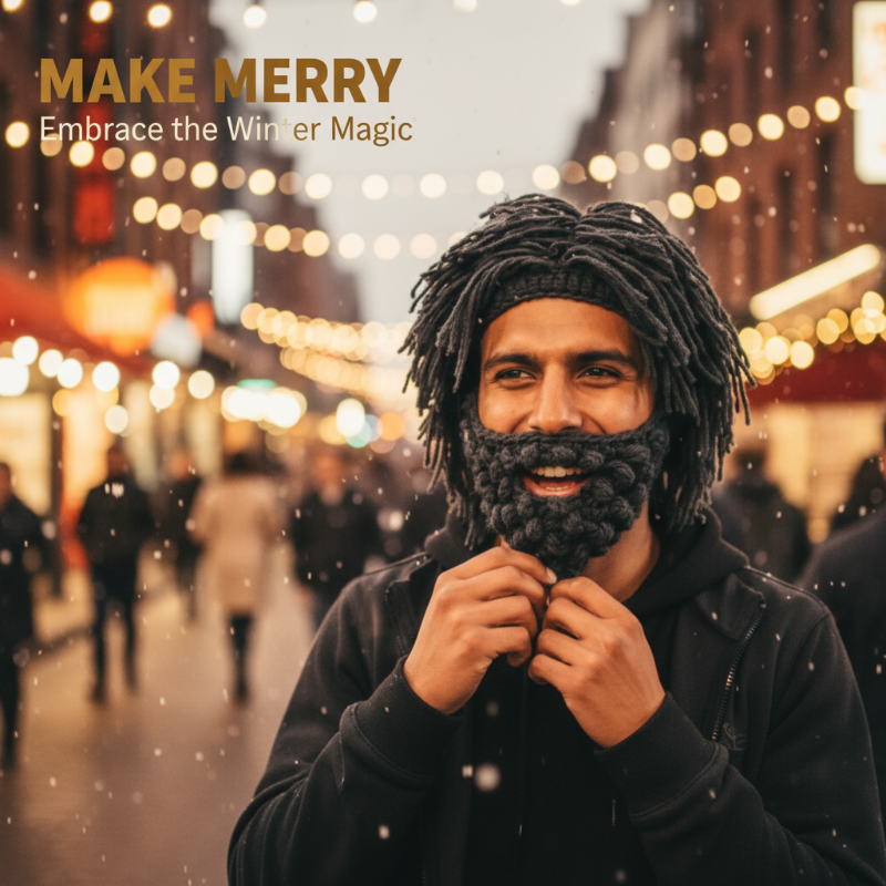 ⏰ Pankroko stiliaus kepuraitė su paprastu peruku ir megzta barzda-LT