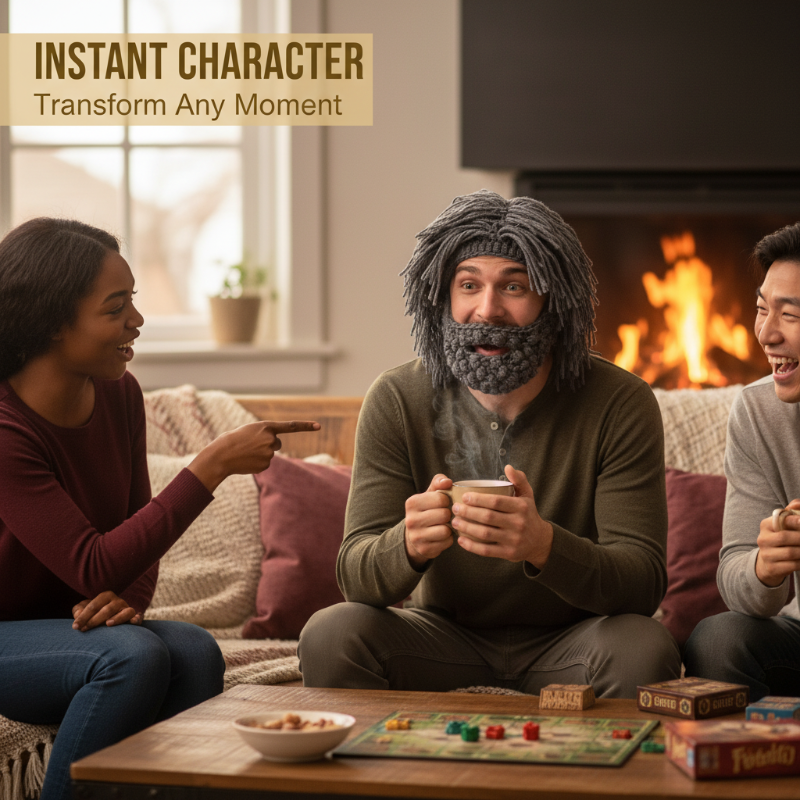 ⏰ Pankroko stiliaus kepuraitė su paprastu peruku ir megzta barzda-LT