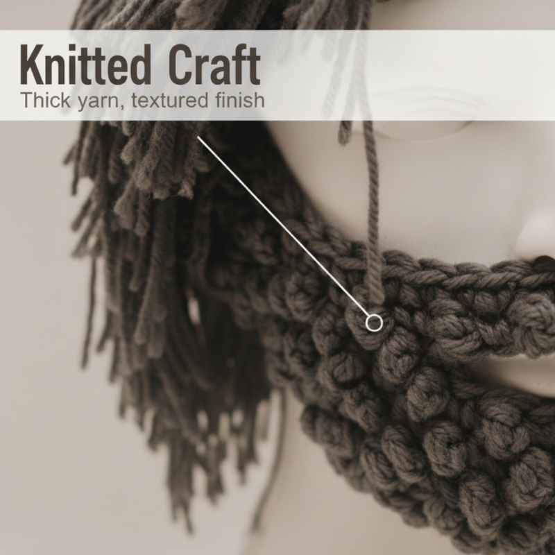 ⏰ Pankroko stiliaus kepuraitė su paprastu peruku ir megzta barzda-LT