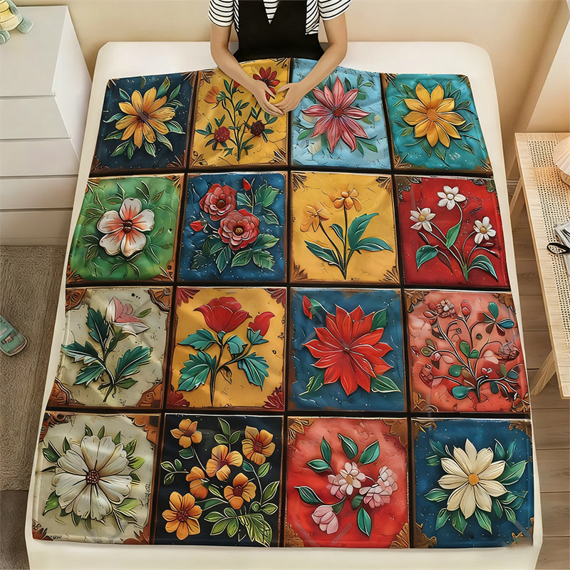 🌼 Jauki ir minkšta flanelinė antklodė su gėlių raštu 🛋️💐-LT