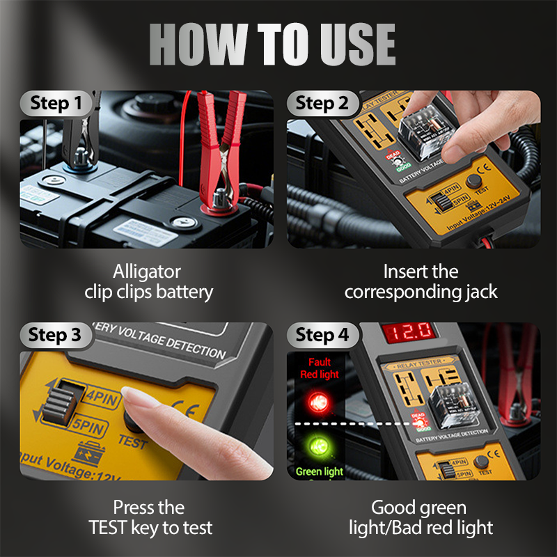 Automobilio relės įtampos testeris su LED indikatoriumi-LT