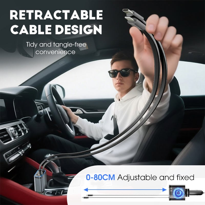 Ultra hitri avtomobilski polnilnik z zložljivimi kabli in ambientalno osvetlitvijo Starlight-SI