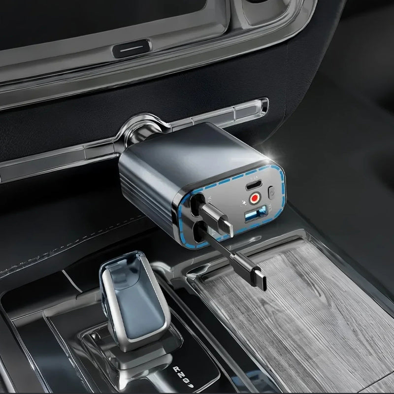 Ultra hitri avtomobilski polnilnik z zložljivimi kabli in ambientalno osvetlitvijo Starlight-SI