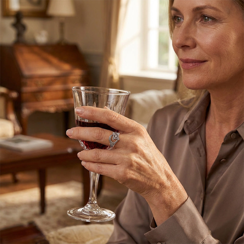 Žiedas su atviru keltišku raštu, pagamintas iš 925 sidabro-LT