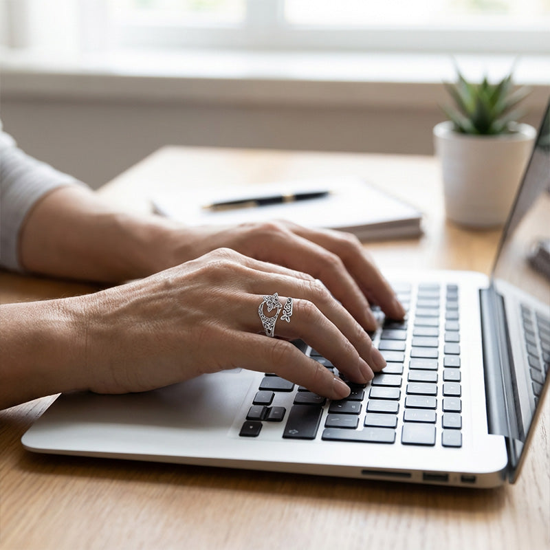 Žiedas su atviru keltišku raštu, pagamintas iš 925 sidabro-LT