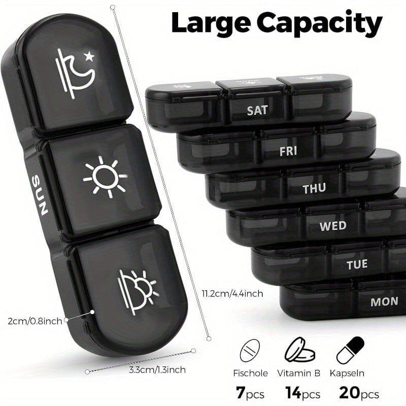 🧳 7-dnevna potovalna torbica za tablete – lahka z odstranljivimi predali-SI