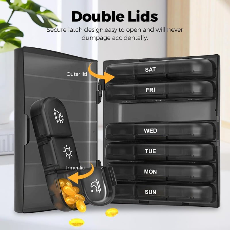 🧳 7-dnevna potovalna torbica za tablete – lahka z odstranljivimi predali-SI