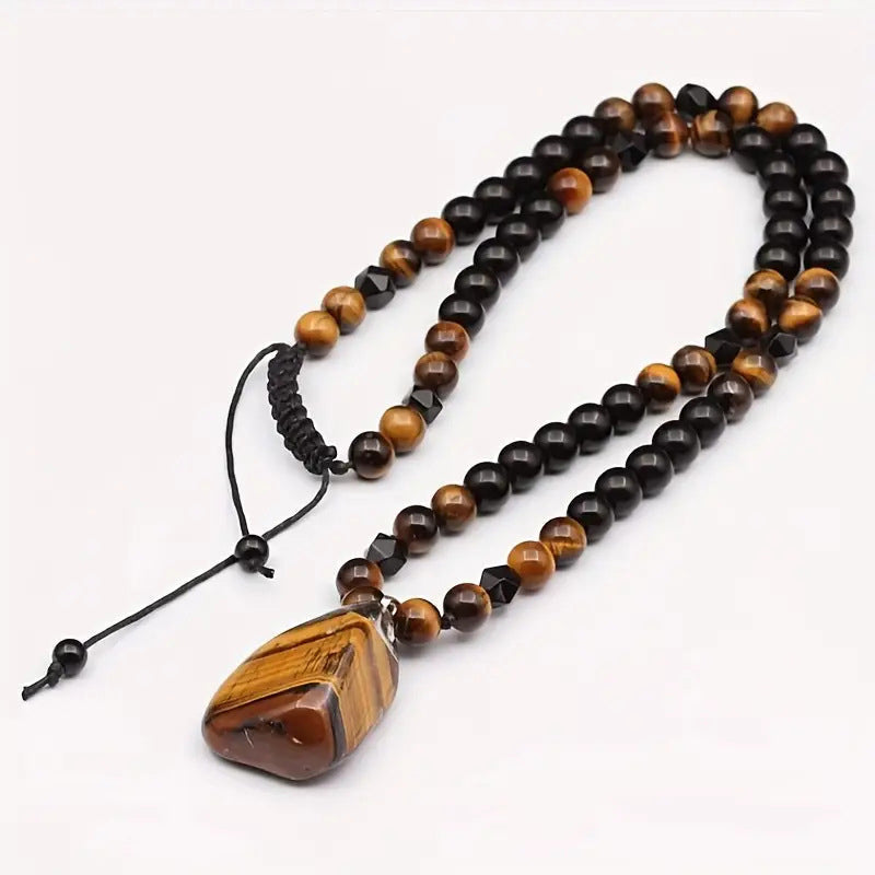 🔥50% DE DESCUENTO AHORA🦁 Collar de cuentas de ojo de tigre natural para hombre – Joyería elegante con piedra energética para uso diario y como regalo 🎁-ES